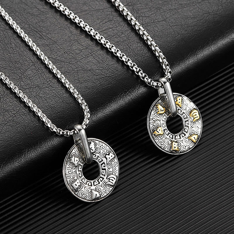 Buddha Stones Tibetano Om Mani Padme Hum Fibbia della Pace Creatività Collana Pendente - image 2