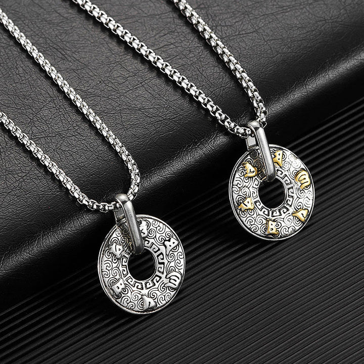 Buddha Stones Tibetano Om Mani Padme Hum Fibbia della Pace Creatività Collana Pendente - image 2