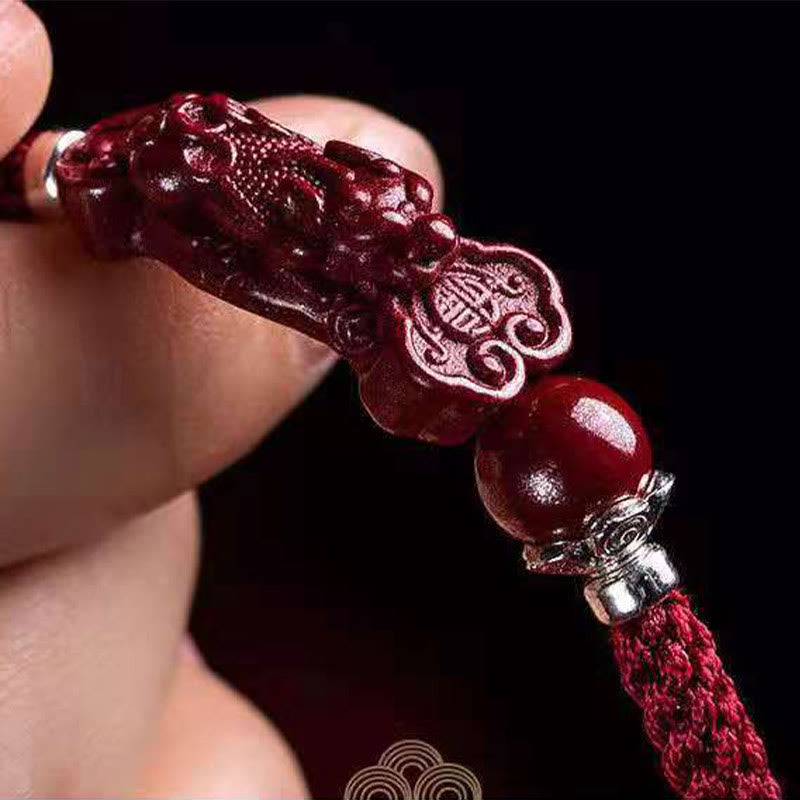 Bracciale intrecciato con Buddha Stones, PiXiu, Cinabro, Ricchezza e Fortuna, fatto a mano