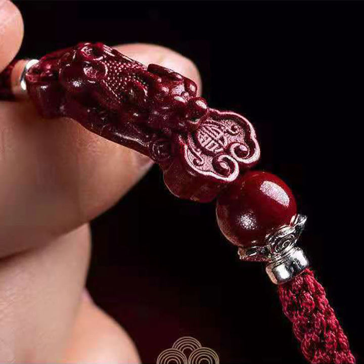 Bracciale intrecciato con Buddha Stones, PiXiu, Cinabro, Ricchezza e Fortuna, fatto a mano