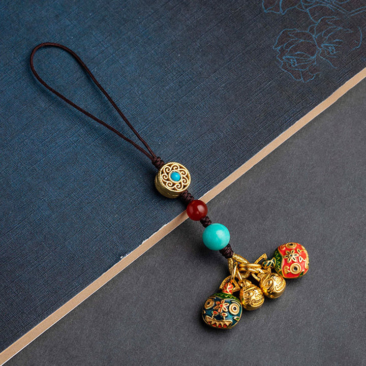 Buddha Stones Oro Ingoiare Bestia Famiglia Fortuna Portachiavi Auto Telefono Appeso Decorazione