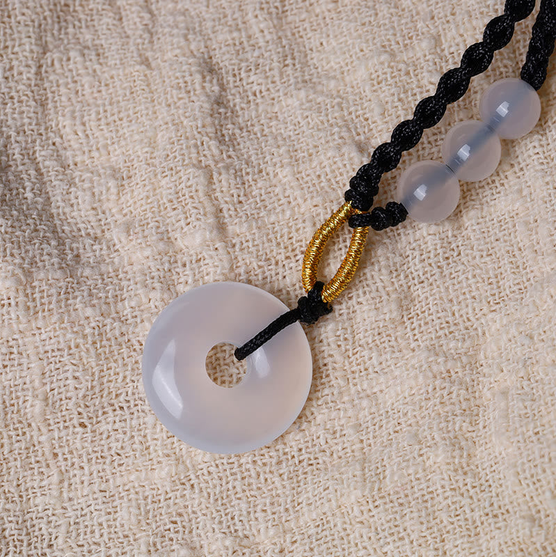 Buddha Stones Quarzo fragola Calcedonio Fibbia della pace Collana pendente curativa