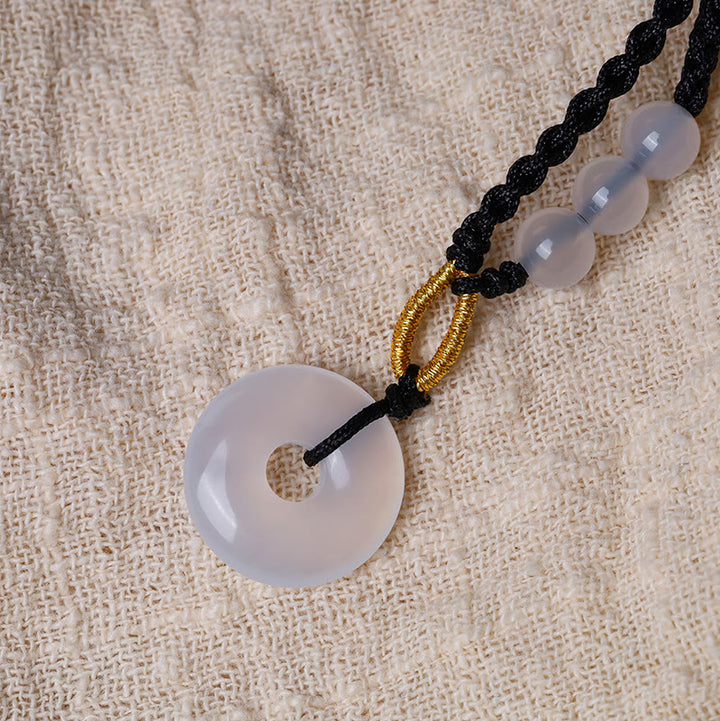 Buddha Stones Quarzo fragola Calcedonio Fibbia della pace Collana pendente curativa