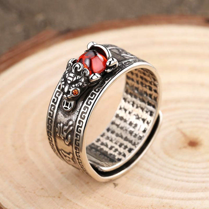 Anello di ricchezza PiXiu in agata rossa Buddha Stones