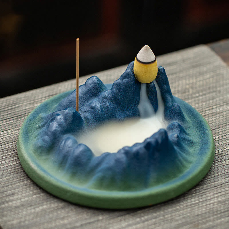 Bruciatore di incenso creativo Mountain River in ceramica con flusso di ritorno curativo