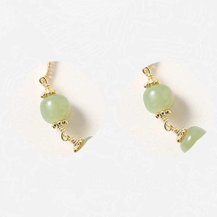 Bracciale con catena portafortuna in giada Hetian placcata in oro 14K con fiore di rosa dorata e Buddha Stones