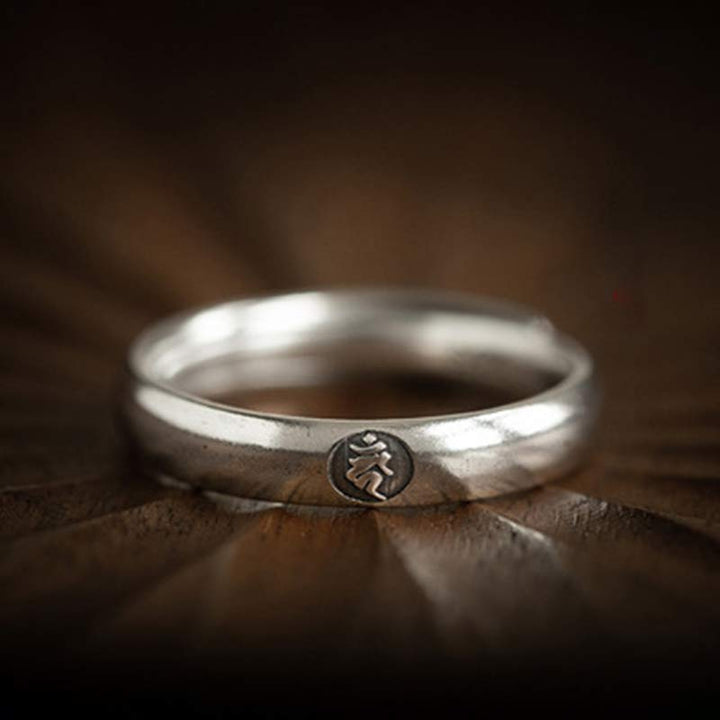 Anello di coppia di benedizione del Buddha Buddha Stones in argento sterling 925, zodiaco cinese, natale