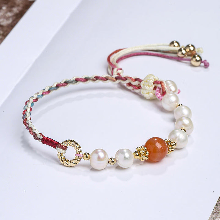 Bracciale con ciondolo in perle di cristallo naturale placcato oro 14K Buddha Stones