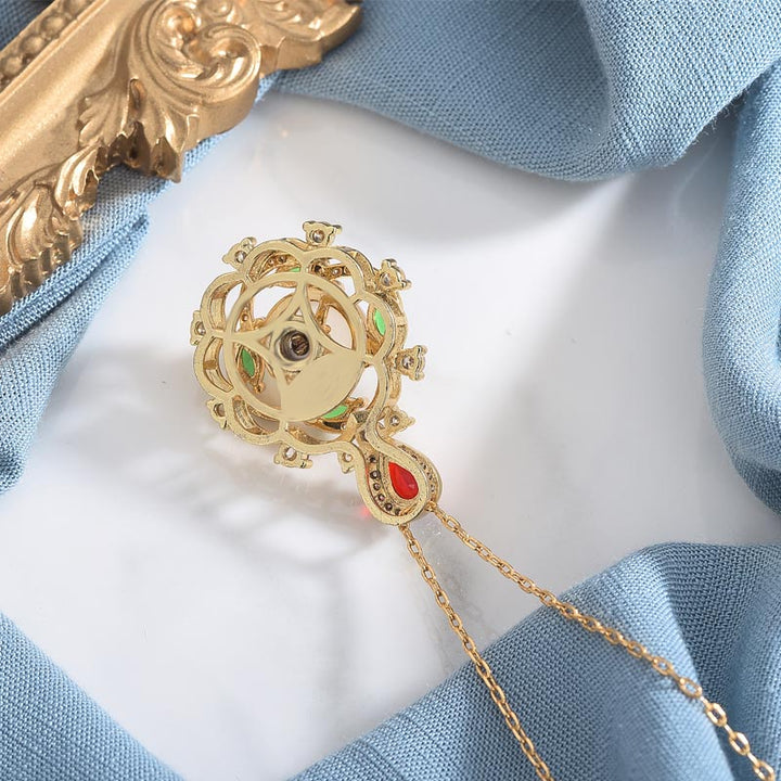 Collana Buddha Stones con giada ciano e cristallo rosso fortunato