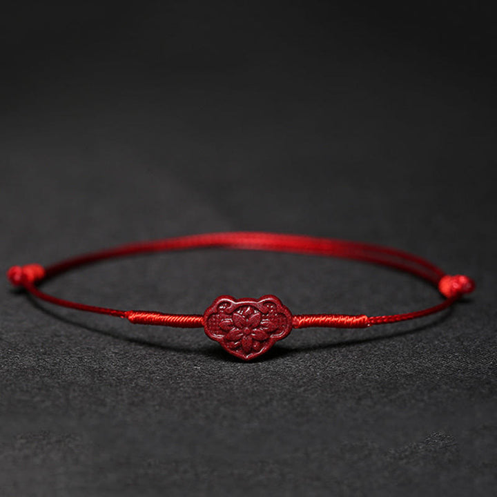 Braccialetto intrecciato con benedizione di Buddha Stones , fatto a mano, con fiore di prugna, quadrifoglio, PiXiu, loto, pesce koi, cinabro