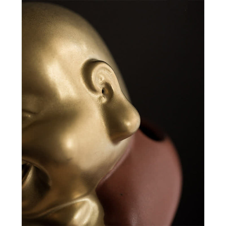 Bruciatore di incenso curativo in ceramica Little Buddha Laughing Buddha