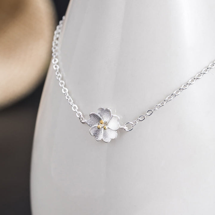 Bracciale a catena con benedizione dei fiori di ciliegio in argento sterling 925 Buddha Stones