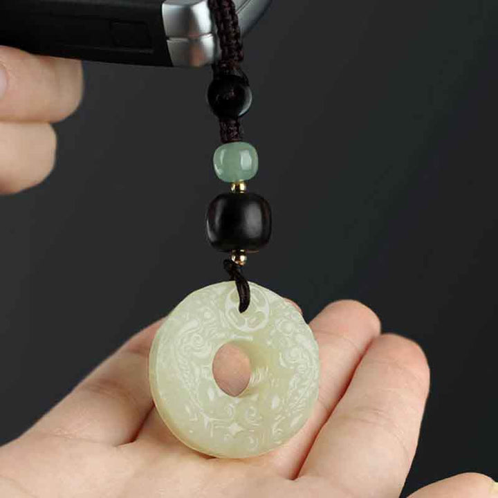 Buddha Stones PiXiu Jade Peace Buckle Abbondanza Ricchezza Portachiavi
