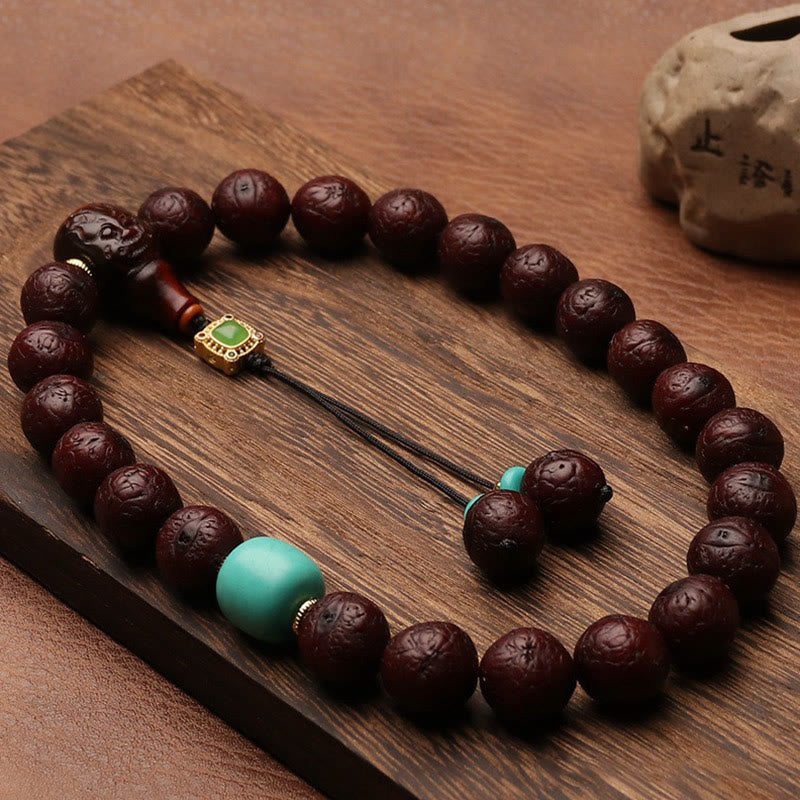 Buddha Stones Tibetano Bodhi Seme Agata Perlina Fortuna Ricchezza Nappa Ciondolo Polso Mala