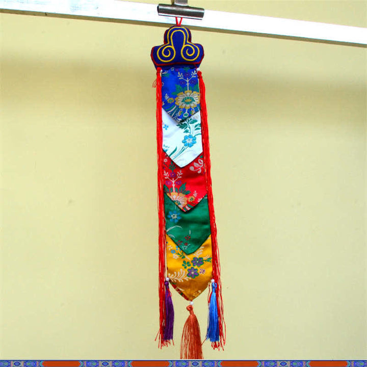 Fiore di loto Otto simboli di buon auspicio Meditazione Illuminazione Nappe colorate Arte murale