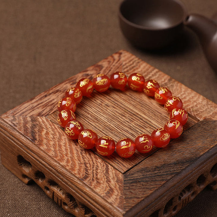 Braccialetto di meditazione Om Mani Padme Hum in onice nero e cristallo bianco del Tibet Buddha Stones