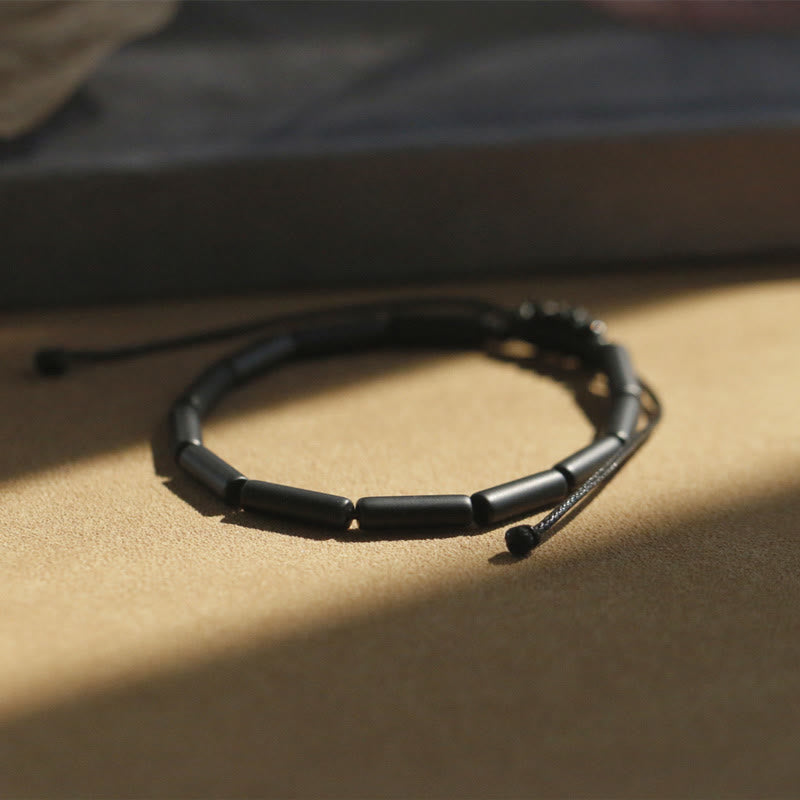Braccialetto di protezione e supporto con perline di onice nero Buddha Stones