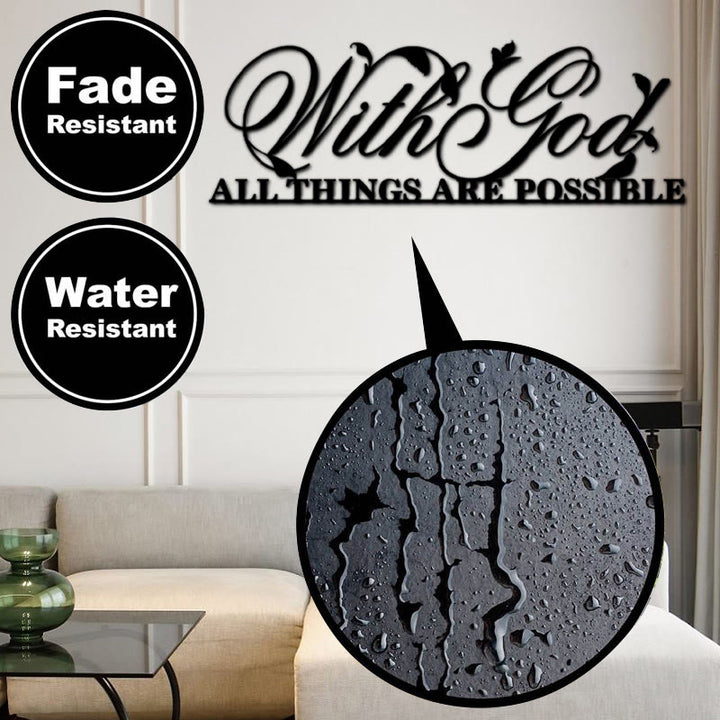 Con Dio tutte le cose sono possibili cartello in metallo da parete