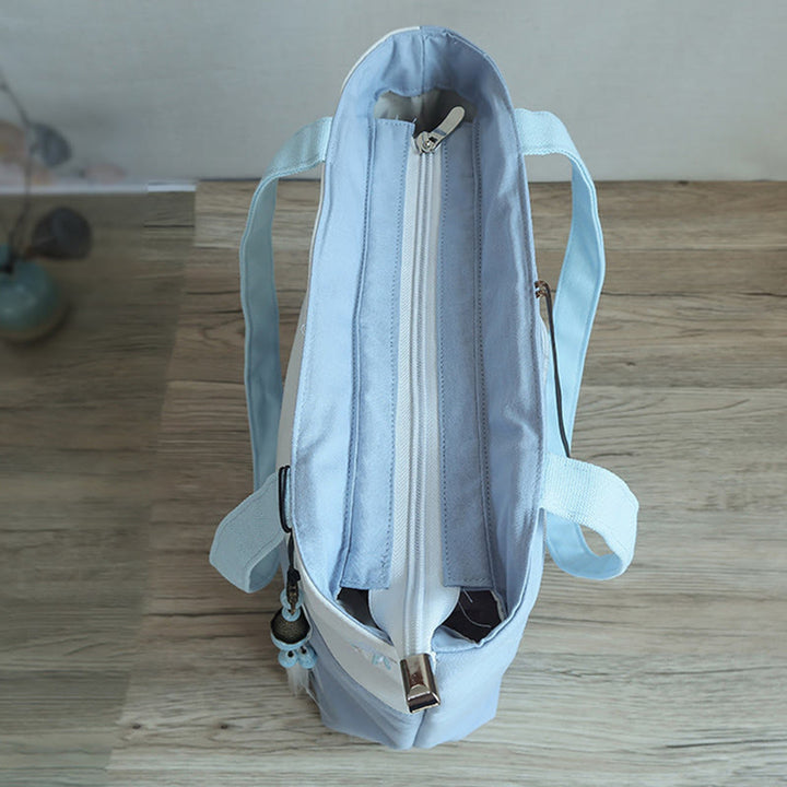 Borsa a tracolla grande capacità in tela con ricamo in bambù, prugna, fiore di pera, pesco