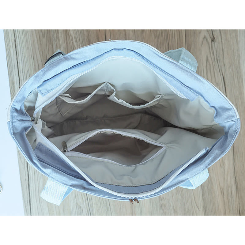 Borsa a tracolla grande capacità in tela con ricamo in bambù, prugna, fiore di pera, pesco