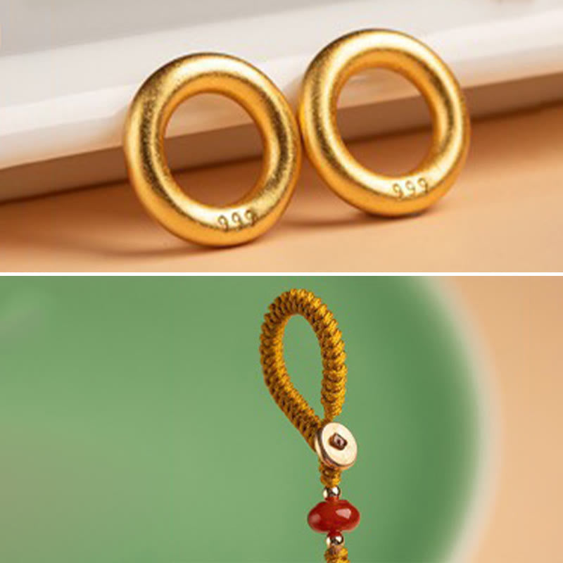 Buddha Stones Niente di cui essere superstiziosi Leone danzante Rame Ricchezza Portachiavi