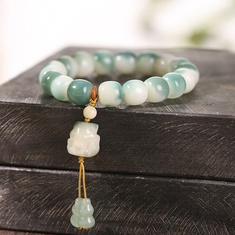 Bracciale della pace Buddha Stones, semi di Bodhi sfumati, volpe a nove code, zampa di gatto, artiglio di pigna - image 5