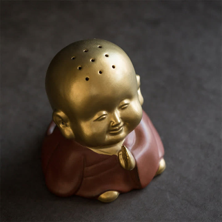 Bruciatore di incenso curativo in ceramica Little Buddha Laughing Buddha