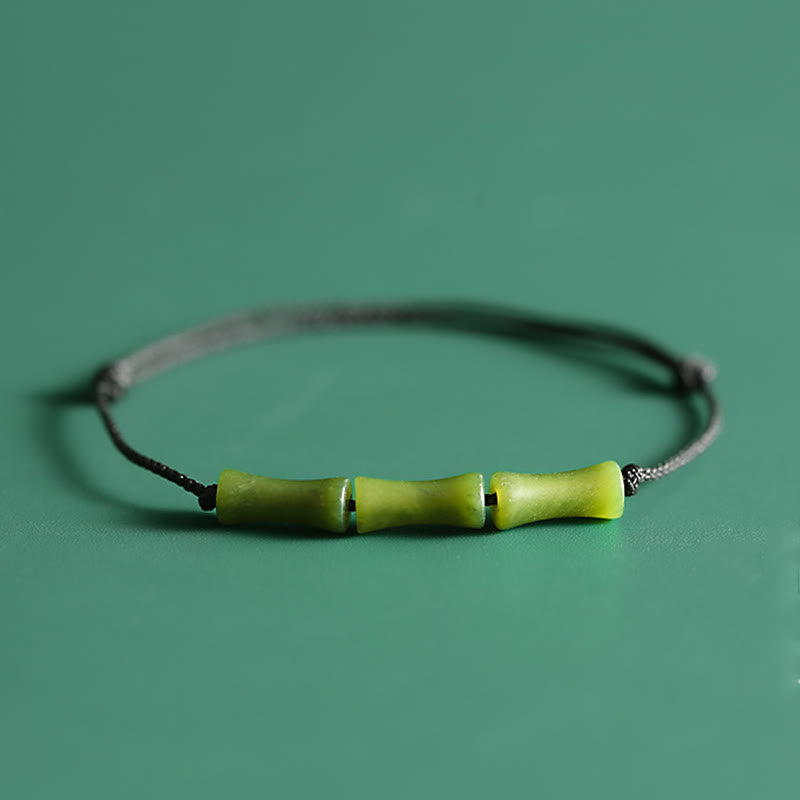 Bracciale Buddha Stones Green Bamboo Jade Pattern Luck Abundance