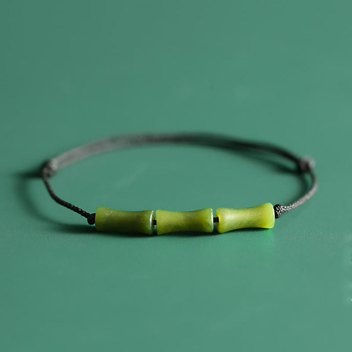 Bracciale Buddha Stones Green Bamboo Jade Pattern Luck Abundance