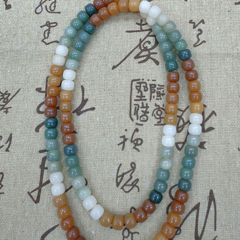 Buddha Stones 108 Mala Beads Gradient Bodhi Seed Green Tara Buddha Braccialetto inciso Peace Harmony