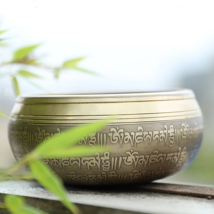Buddha Stones Tibetan Sound Bowl realizzata a mano per concentrazione e meditazione Peaceful Happiness Singing Bowl Set