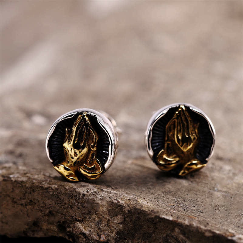 Orecchini a bottone Buddha Stones in argento sterling 925 Namaste Equality