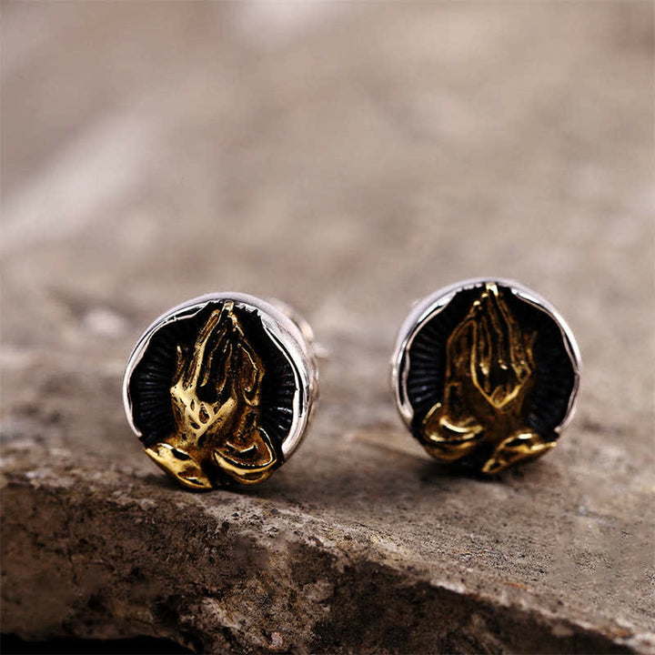 Orecchini a bottone Buddha Stones in argento sterling 925 Namaste Equality