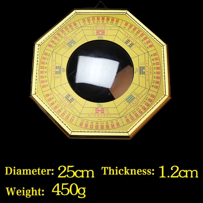 Feng Shui Bagua Mappa Equilibrio Armonia Soggiorno Mappa Energetica Specchio - Specchio convesso con mappa Bagua dorata da 25 cm - image 23