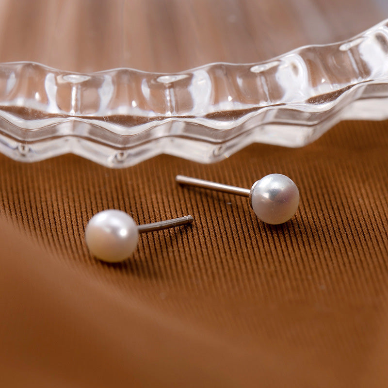 Orecchini a bottone Buddha Stones in argento sterling 925 con perle e ricchezza