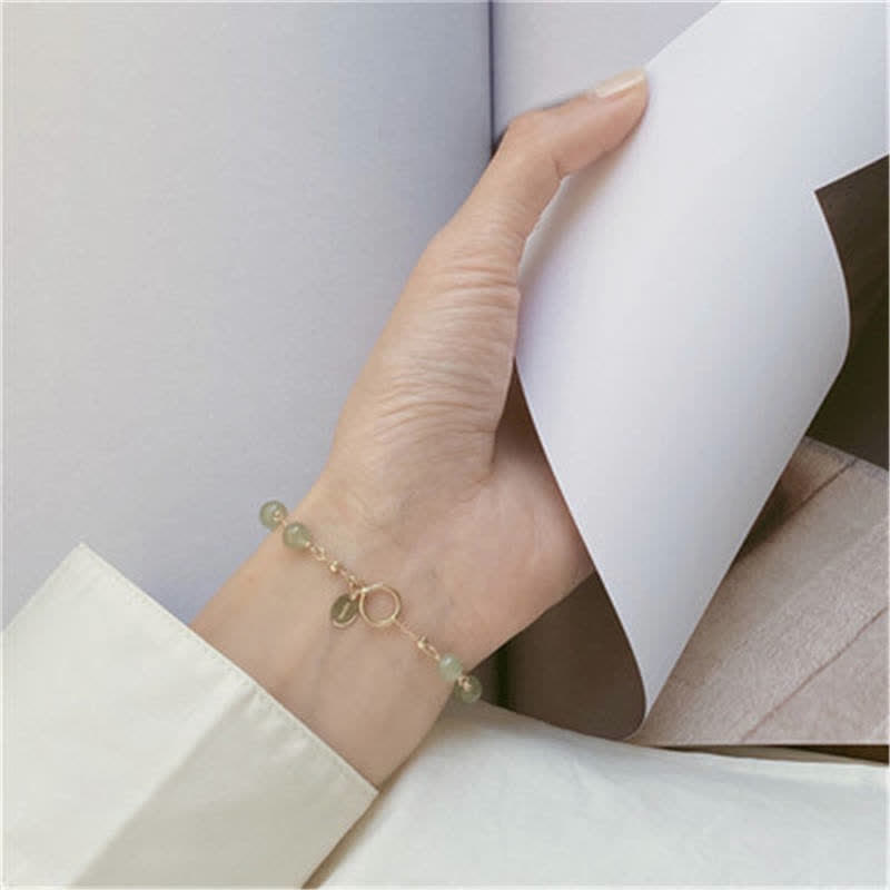 Braccialetto di perline della fortuna riempito d'oro 14K con giada naturale Hetian unica Buddha Stones