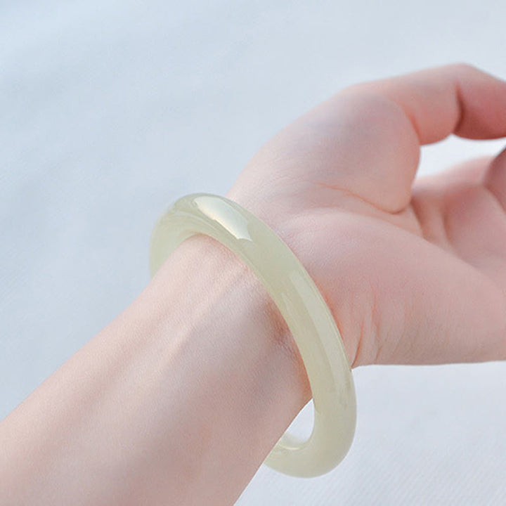 Buddha Stones Braccialetto con polsino in giada afgana naturale Abbondanza