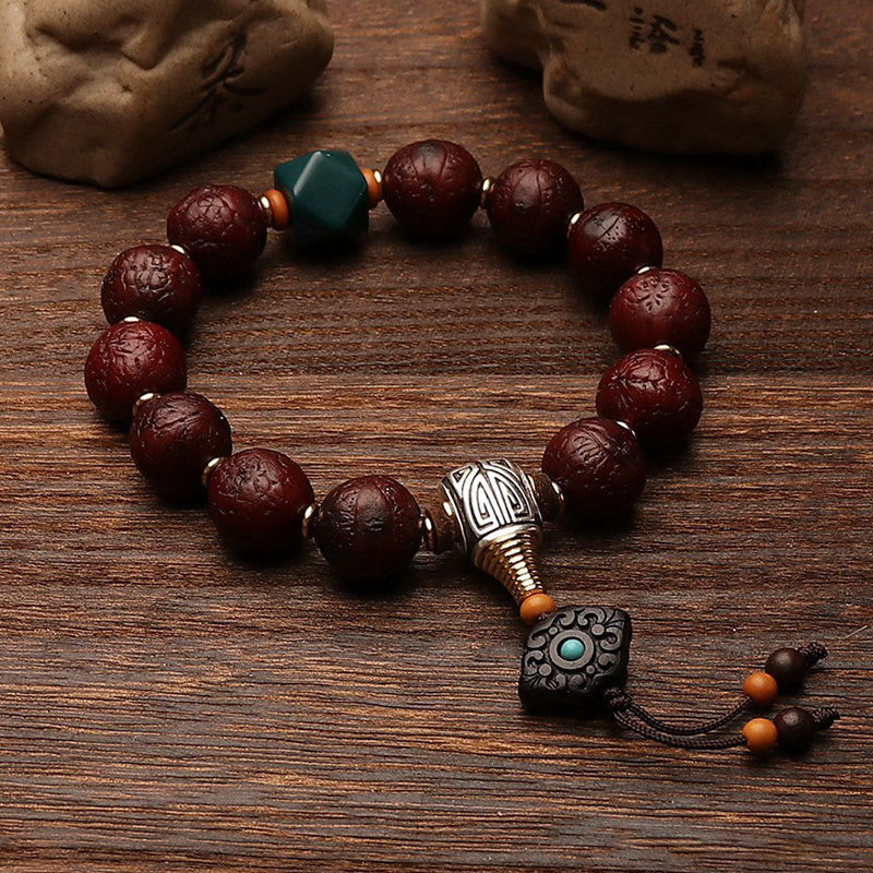 Buddha Stones Tibetano Bodhi Seme Agata Perlina Fortuna Ricchezza Nappa Ciondolo Polso Mala
