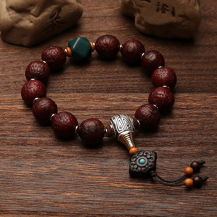 Buddha Stones Tibetano Bodhi Seme Agata Perlina Fortuna Ricchezza Nappa Ciondolo Polso Mala