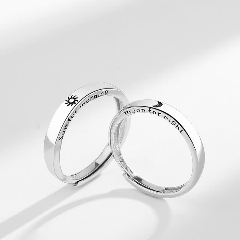 Anello regolabile per coppia con protezione sole e luna in argento sterling 925 Buddha Stones