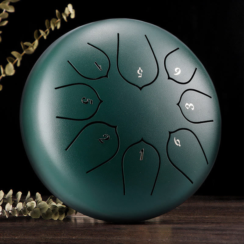 Buddha Stones Steel Tongue Drum Sound Healing Meditazione Lotus Pattern Drum Kit 8 Note Strumento a percussione da 6 pollici