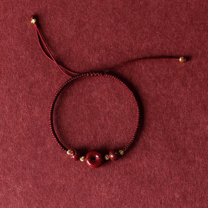 Braccialetto intrecciato con fibbia della pace in cinabro e loto fatto a mano con Buddha Stones - image 7