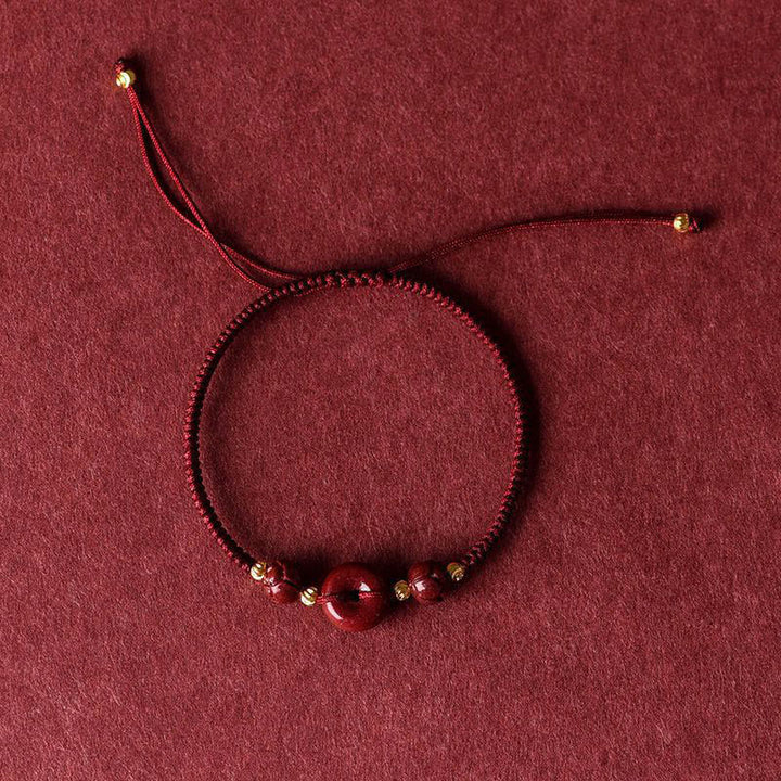 Braccialetto intrecciato con fibbia della pace in cinabro e loto fatto a mano con Buddha Stones - image 7