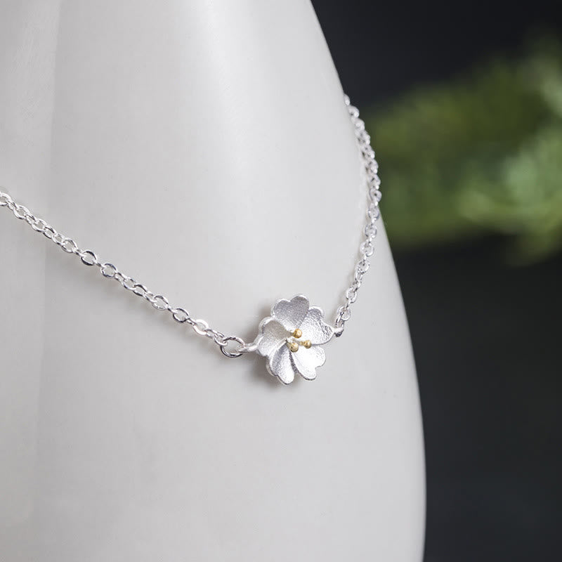 Bracciale a catena con benedizione dei fiori di ciliegio in argento sterling 925 Buddha Stones