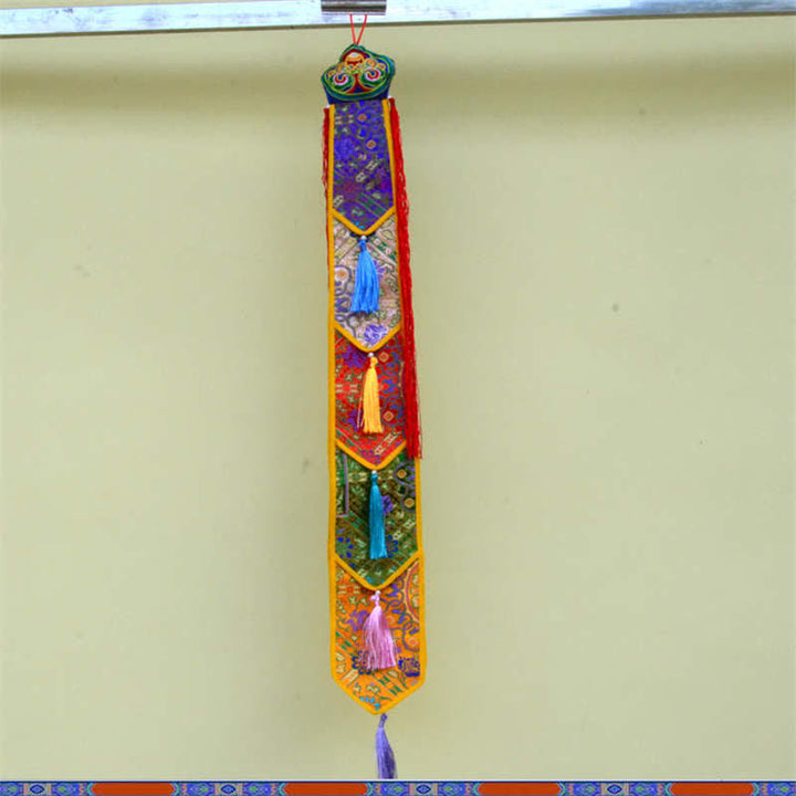 Fiore di loto Otto simboli di buon auspicio Meditazione Illuminazione Nappe colorate Arte murale