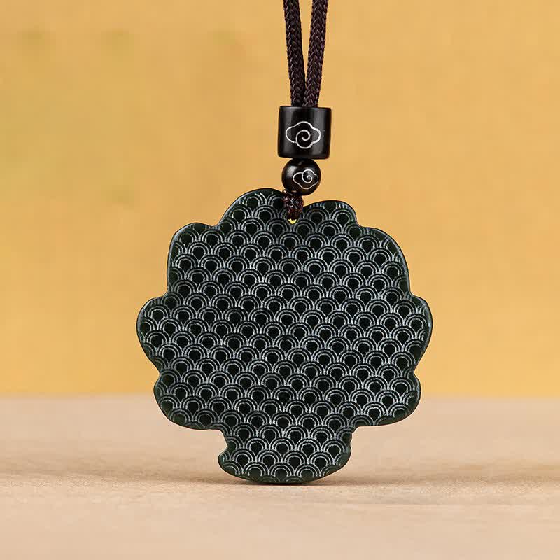 Collana con ciondolo a forma di volpe a nove code in giada ciano di Hetian