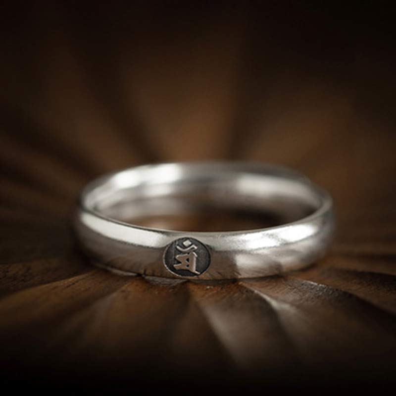 Anello di coppia di benedizione del Buddha Buddha Stones in argento sterling 925, zodiaco cinese, natale