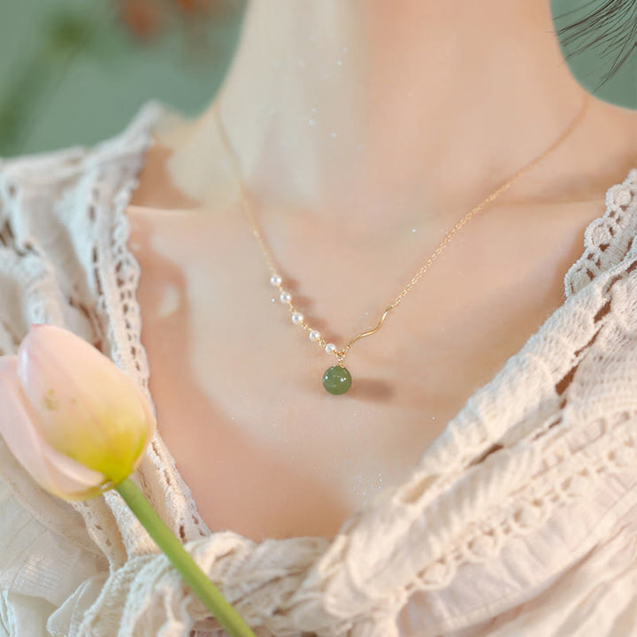 Pietre del BuddhaPerla di giada naturale di HetianPerla della fortunaCollana pendente