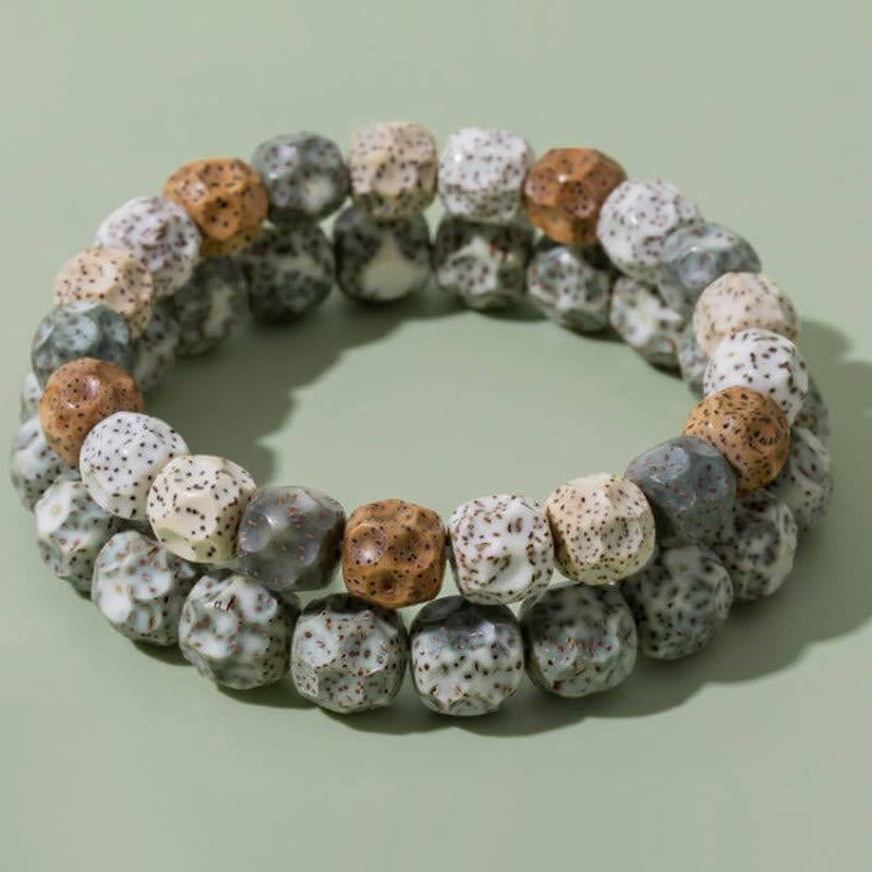 Braccialetto di ricchezza di auspici Buddha Stones Natural Colorful Bodhi Seed