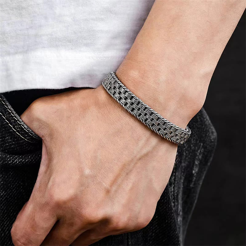 Buddha Stones Tibetano Om Mani Padme Hum Dinastia Tang Fiore Design Rame Catena Bracciale Pace